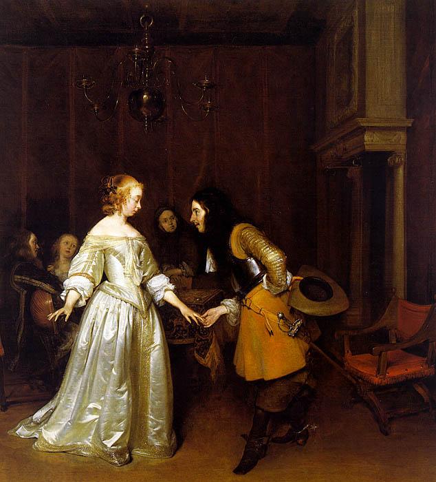 Gerard Ter Borch An Officer Making his Bow to a Lady China oil painting art